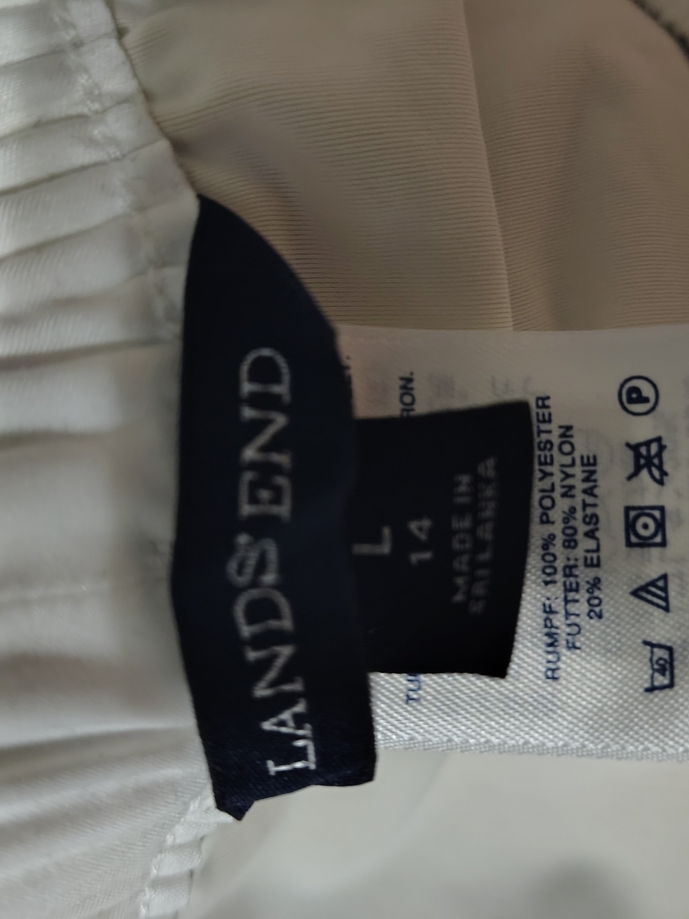 Lands' End White Elastic Waist Skirt